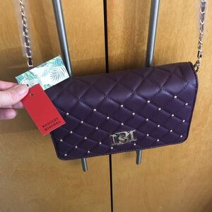 Badgley Mischka Plum Quilted Crossbody Bag nwt stunning
